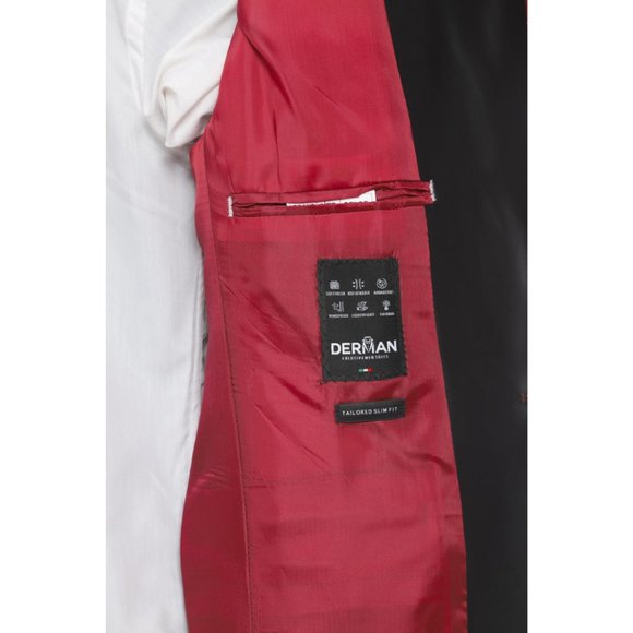 Derman Red Pointed Collar Silvery Classic 2 Piece Tuxedo - Picture 5 of 5